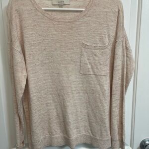 LOFT Women's Light Pink Crew Neck Sweater